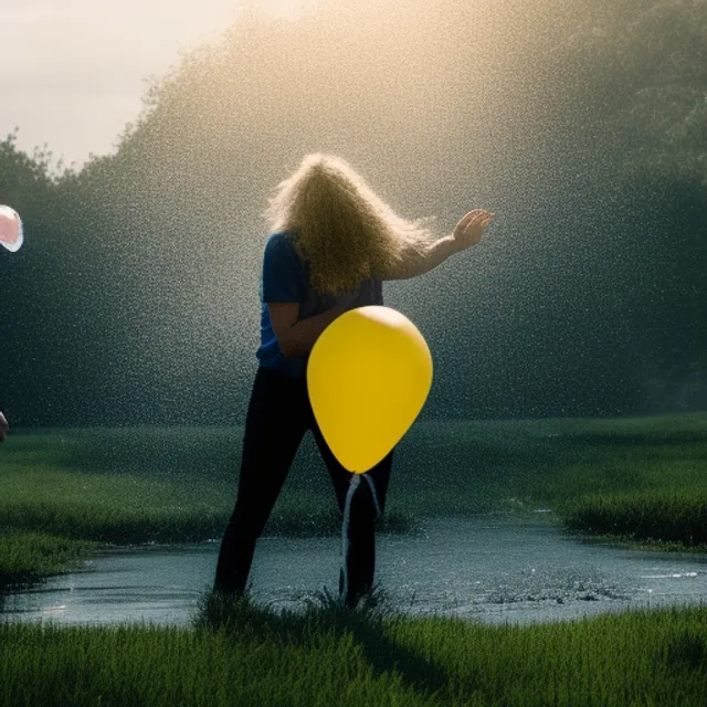 Popping a balloon filled with water over someone’s head