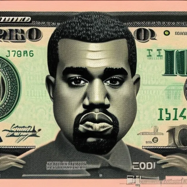 Kanye west on the American dollar bill pulls funny faces