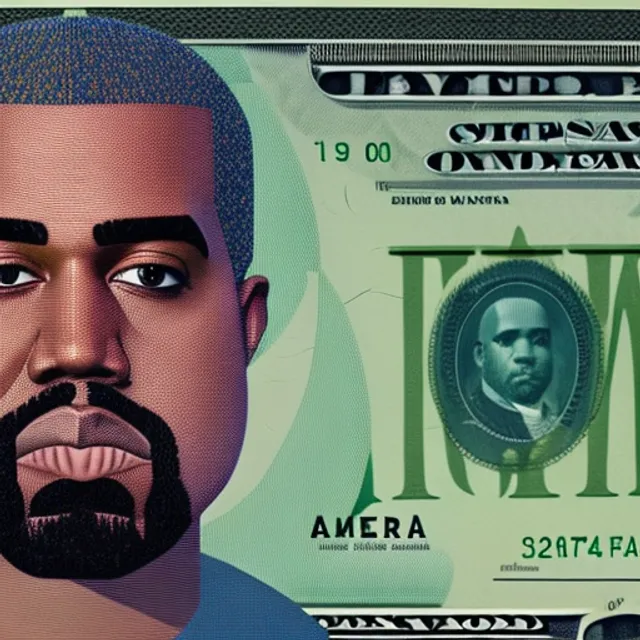 Kanye west on the American dollar bill pulls funny faces