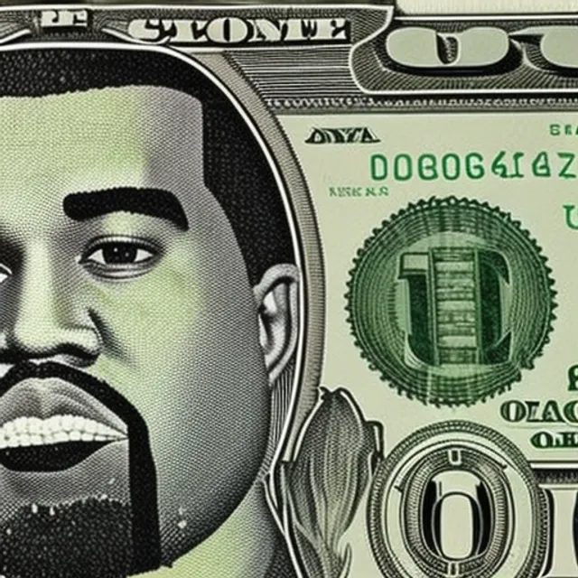 Kanye west on the American dollar bill pulls funny faces