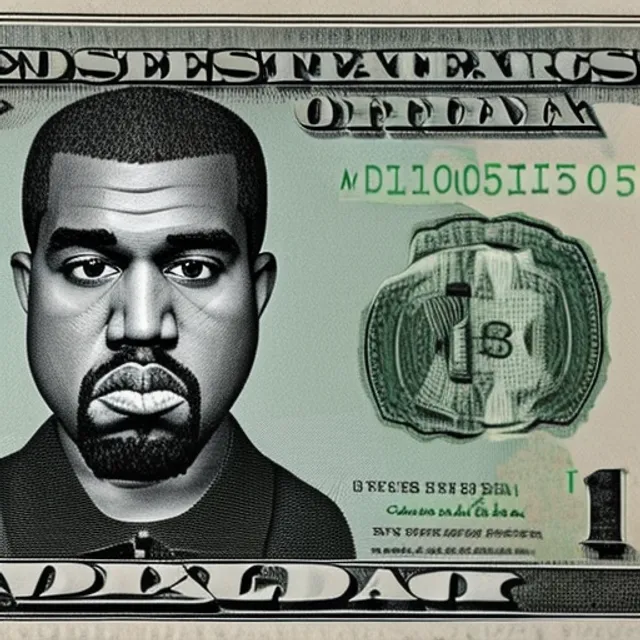 Kanye west on the American dollar bill pulls funny faces