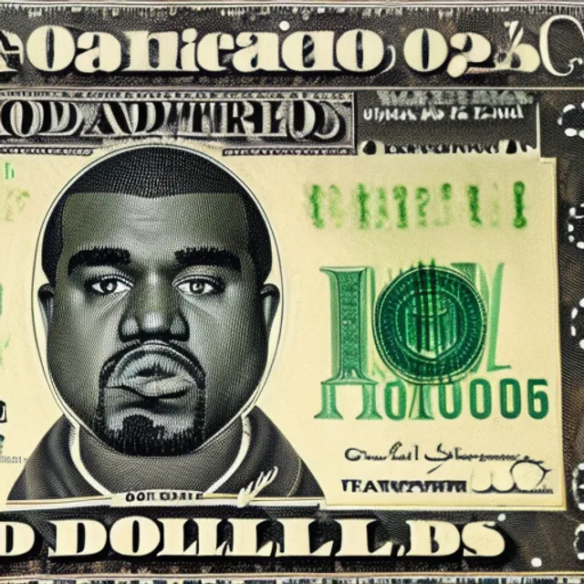 Kanye west on the American dollar bill pulls funny faces