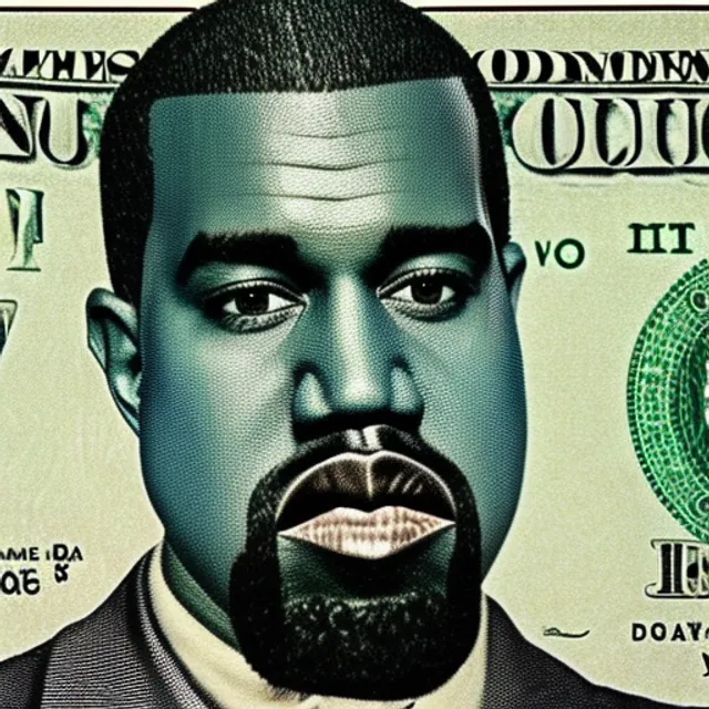 Kanye west on the American dollar bill pulls funny faces