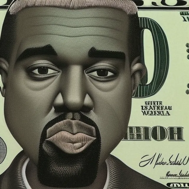 Kanye west on the American dollar bill pulls funny faces