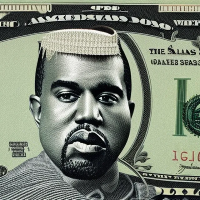 Kanye west on the American dollar bill pulls funny faces