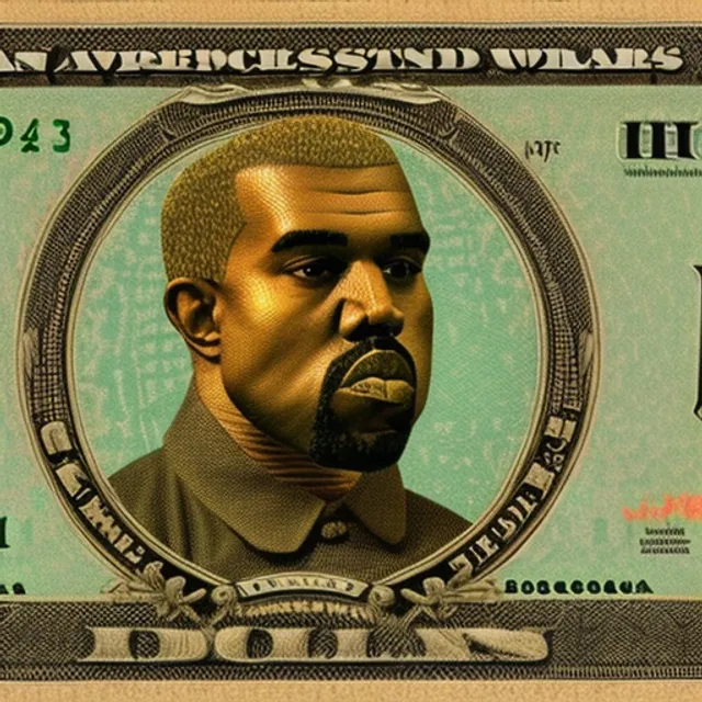 Kanye west on the American dollar bill pulls funny faces