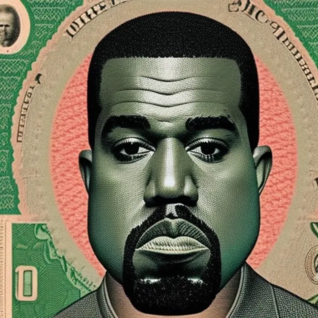 Kanye west on the American dollar bill pulls funny faces