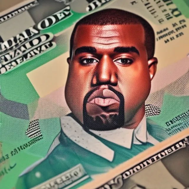 Kanye west on the American dollar bill pulls funny faces