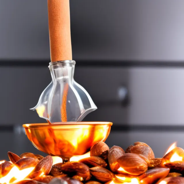 a bunsen burner cooking almonds