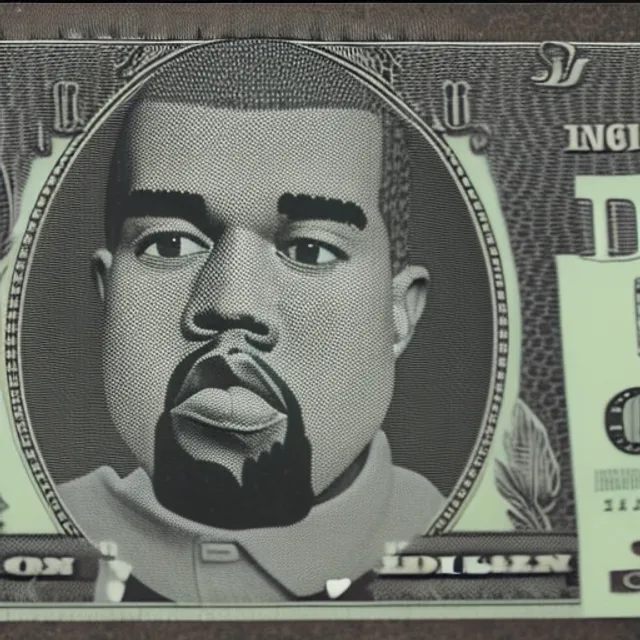 Kanye west on the American dollar bill pulls funny faces