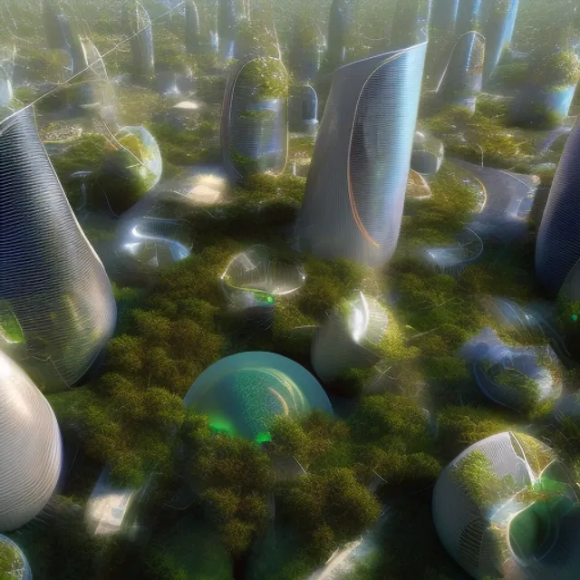 A beautiful future. A futuristic. Renewable energy city.