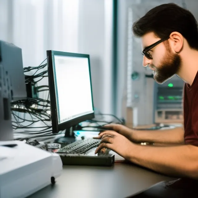 A photo of a computer programmer at work