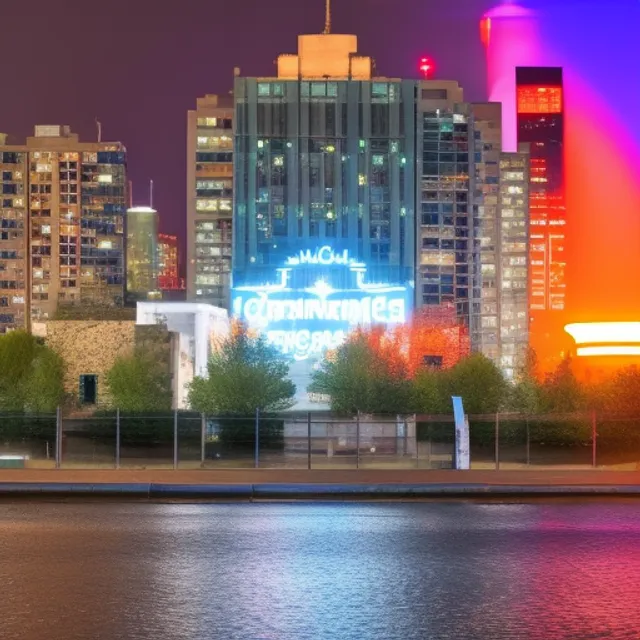 "The sleek metallic rocket rises from the neon-lit cityscape, its engines blazing with a bright orange flame. The skyscrapers of the futuristic metropolis tower over the launchpad, while the flashing lights of drones and flying cars fill the night sky. In the distance, a massive holographic advertisement displays the logo of a powerful corporation, hinting at their role in this cutting-edge technological feat. Despite the advanced technology on display, a feeling of danger and unease hangs over the scene, as the rocket symbolizes the unknown dangers and possibilities of the future.8k"