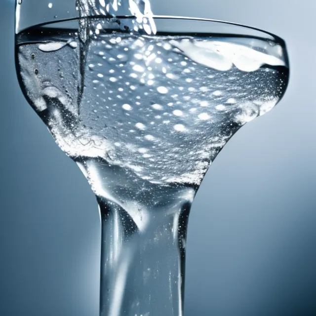 glass of water filling with water. water moving down