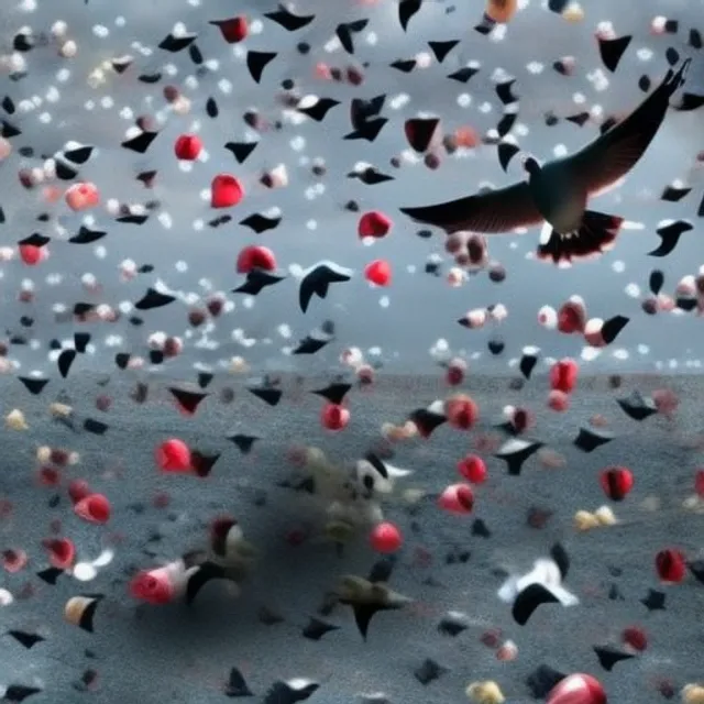 “world war 3 scene - a pigeon flying over the human dead bodies of world war. 
