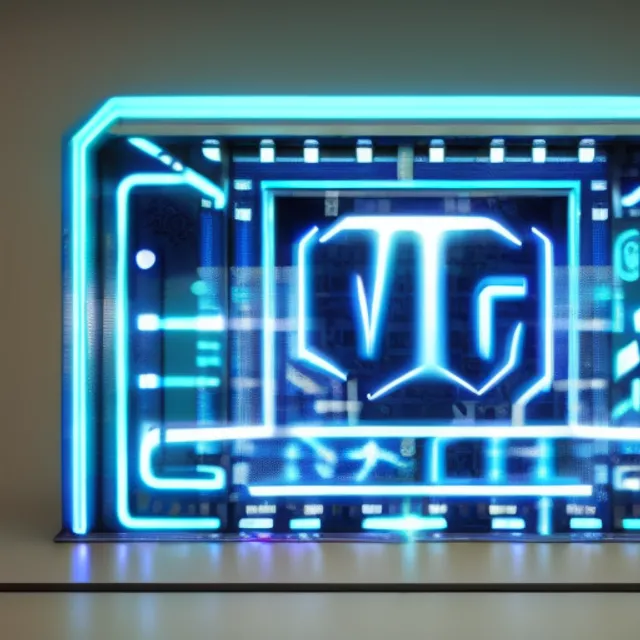 illuminated sign with blue and white colors in cyberpunk style