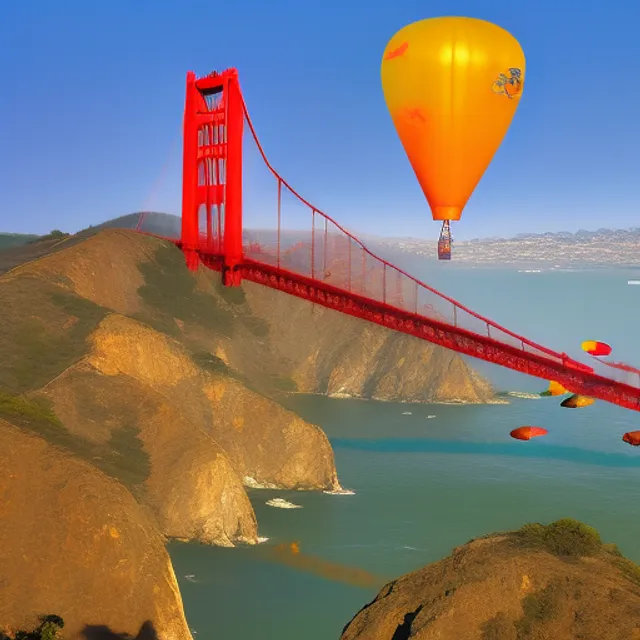 Chinese balloon flying over golden gate bridge