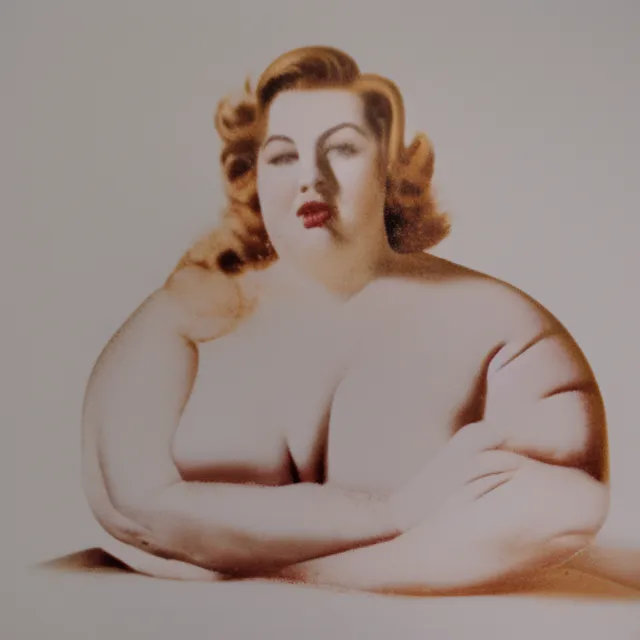 a large woman against a white backdrop