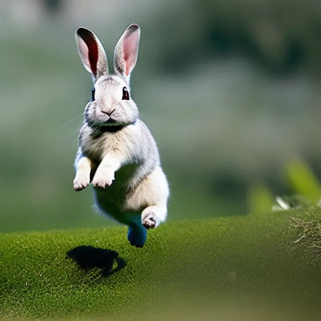 a Small Rabbit Jumps Carefully by Micahel DeGroot. make the rabbit too big and powerful for the jump