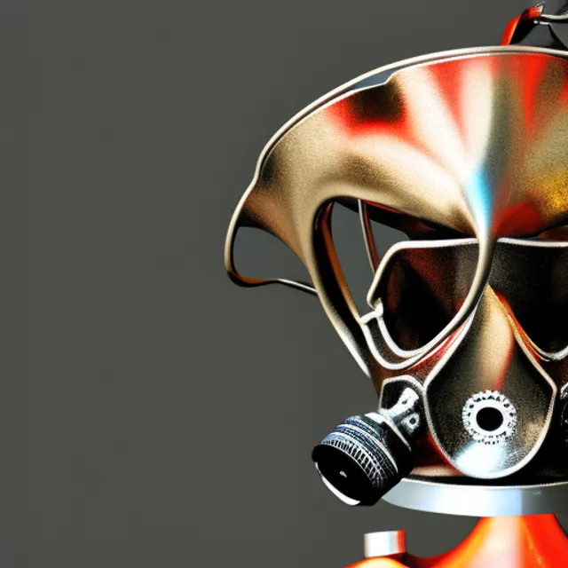 A machine mixing music in a gas mask -