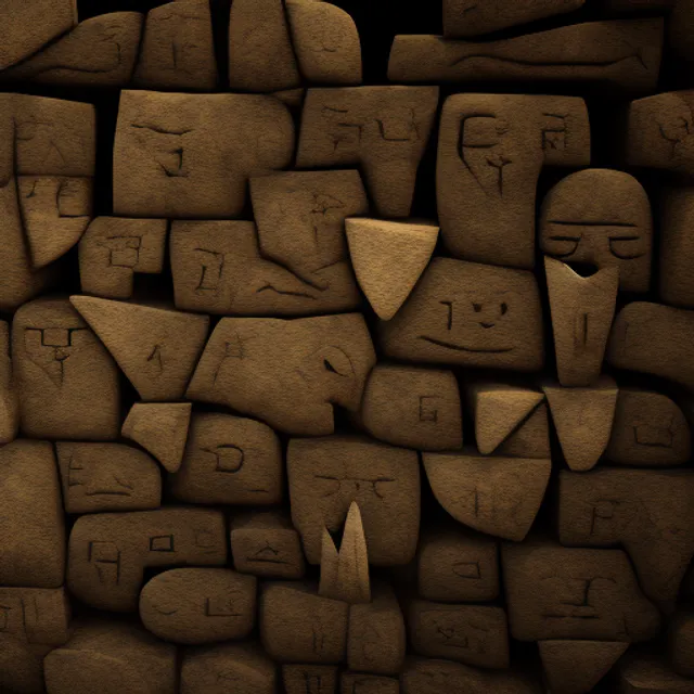 heiroglyphs on a wall of a firepit