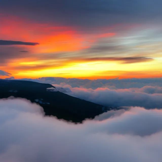 sunset over the cloud