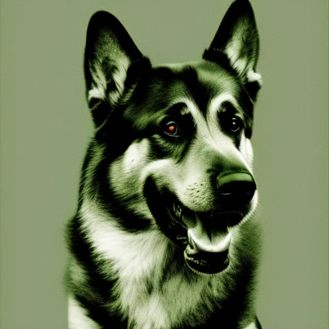 black and white illustration of a german shephard