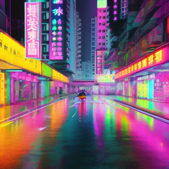 hong kong rain neon