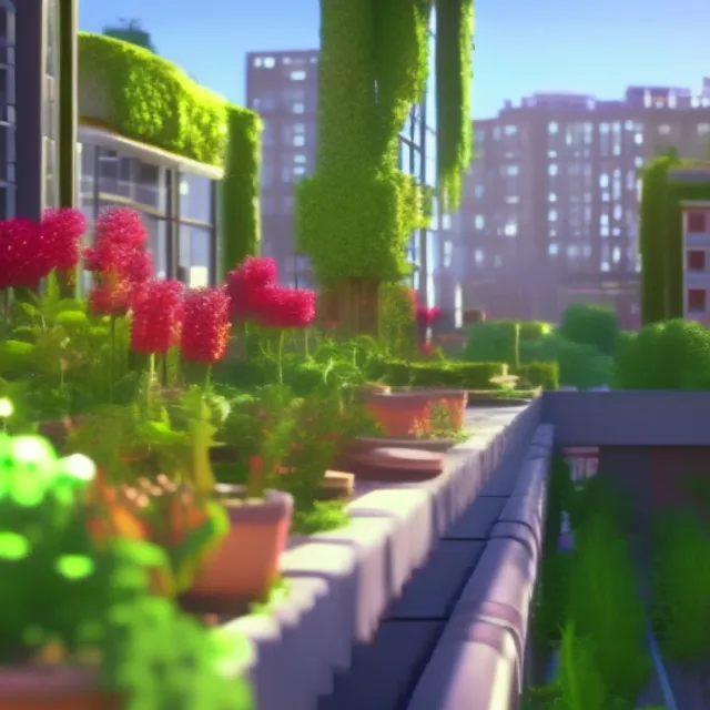 Unreal engine city daytime 4k lush windowsill lush flowers windowsill with a large variety of vegetation in a soft, realistic 4k resolution. cityscape. turn it into a CG cityscape”. change the resolution to 4k”