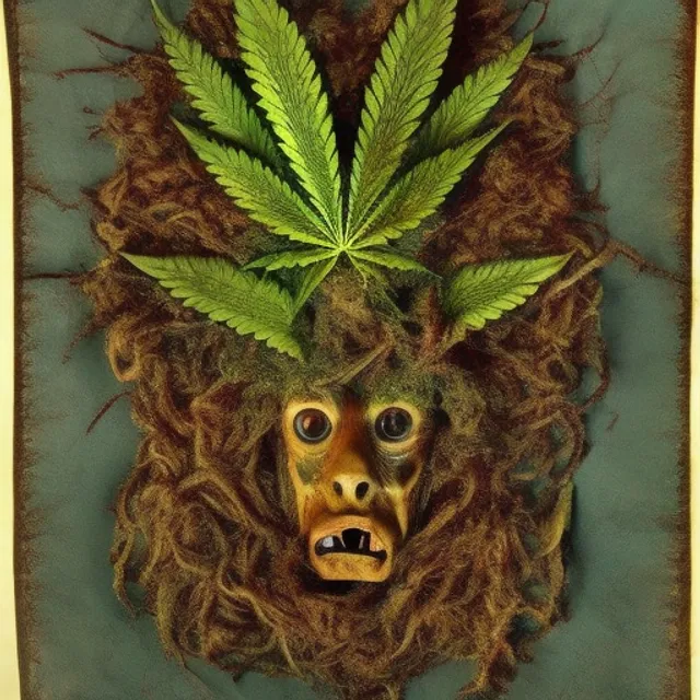 Scary grotesque imagery with marijuana