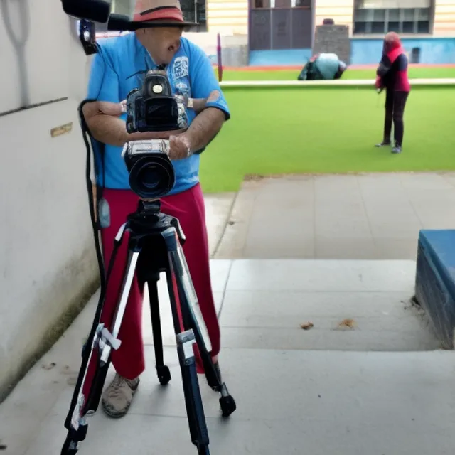 man standing infront of a camera