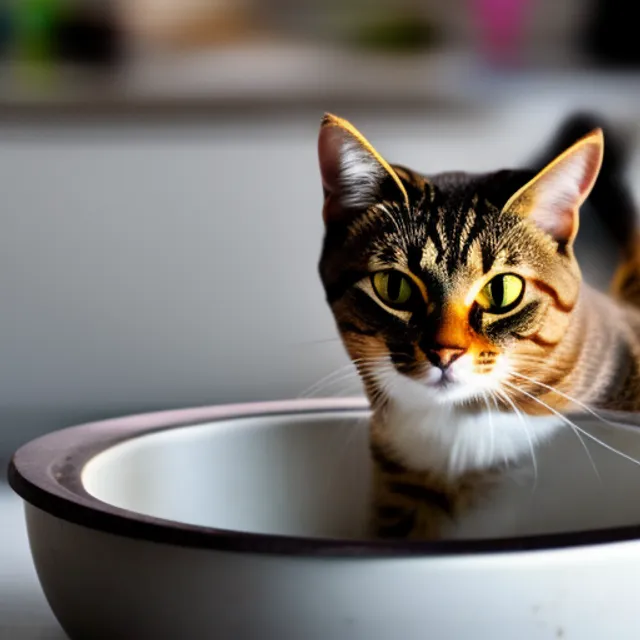 cat eating food in bowl