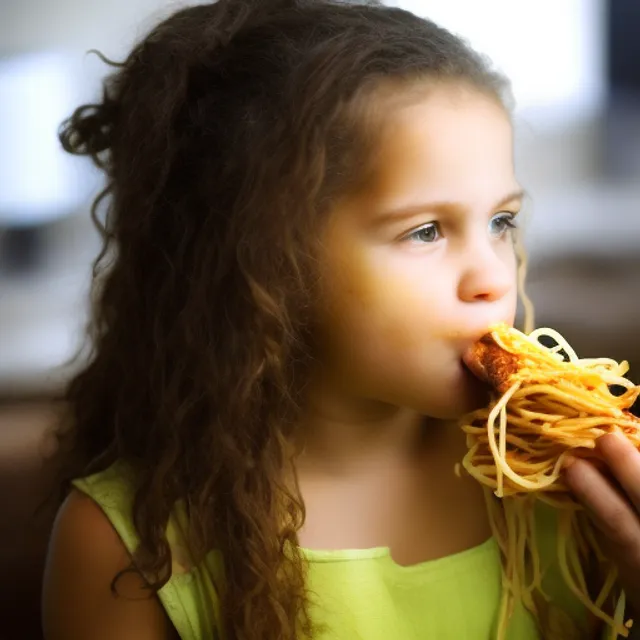 girl eating spagetti