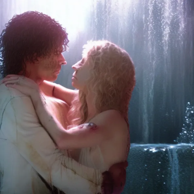 highly detailed photo of bellamy blake and Clarke Griffin as a king and queen, ultra hd, soft kiss white dress, fantas, 4k hd, kissing, cute, beautiful, underwaterfall