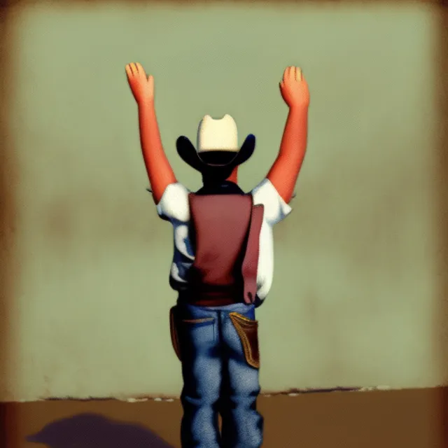 cowboy with hands up