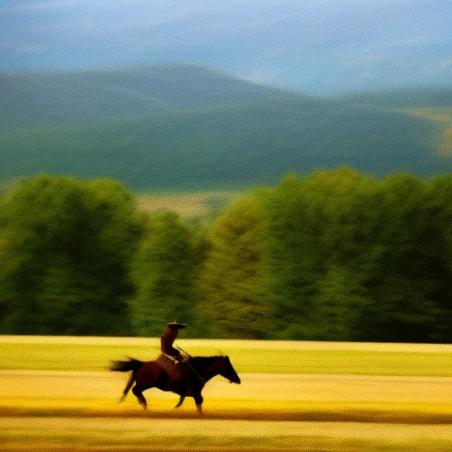 cowboy riding through field