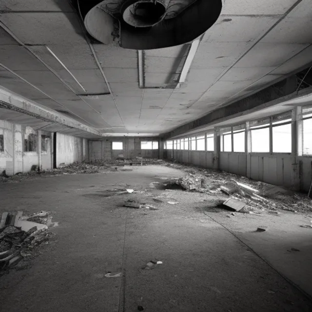 An Abandoned Space Ship in a Station in an Unknown Part of the Universe. The Corridors Are Dark and Dusty, with Debris and Rubble Everywhere. This Station Was Once Full of Life and Activity, but Now It Seems Abandoned for Years. Occasionally You Can Hear the Sound of the Wind Blowing Through the Corridors, but Otherwise It Is Quiet and E. add a red flashing light