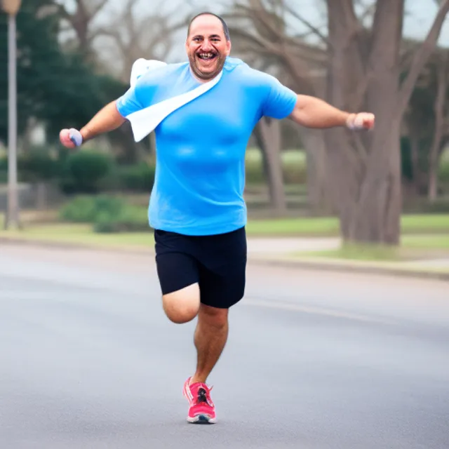 Man Running in Suit with Tshirt. Change shirt to a suit.