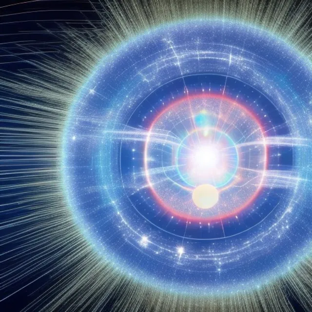 A blueprint drawing of the solar system, with quantum particles appearing and disappearing. animate quantum particles appearing and disappearing