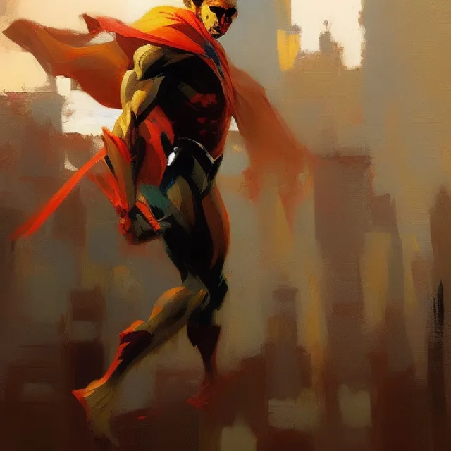 Full body, Superman in action stance is the heartcore of the superhero team, IRYNA YERMOLOVA, Mark Legue, Jeremy Mann, cinematic, --ar 2:3 --uplight --s 250