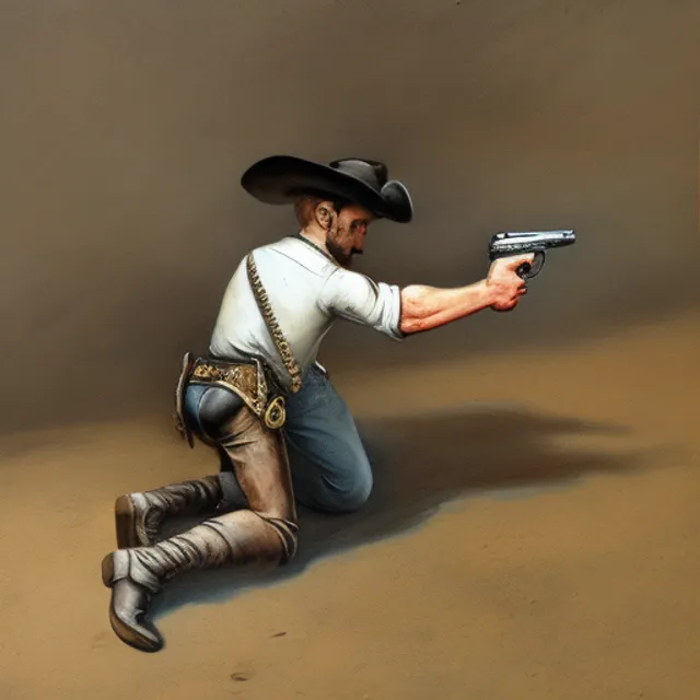 a cowboy draws a gun and accidentally shoots himself in the leg