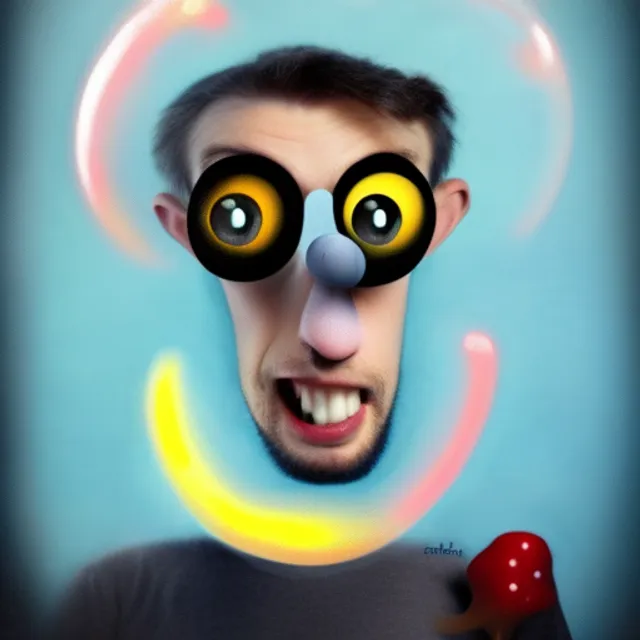 googly eyed stupid man with a thought bubble