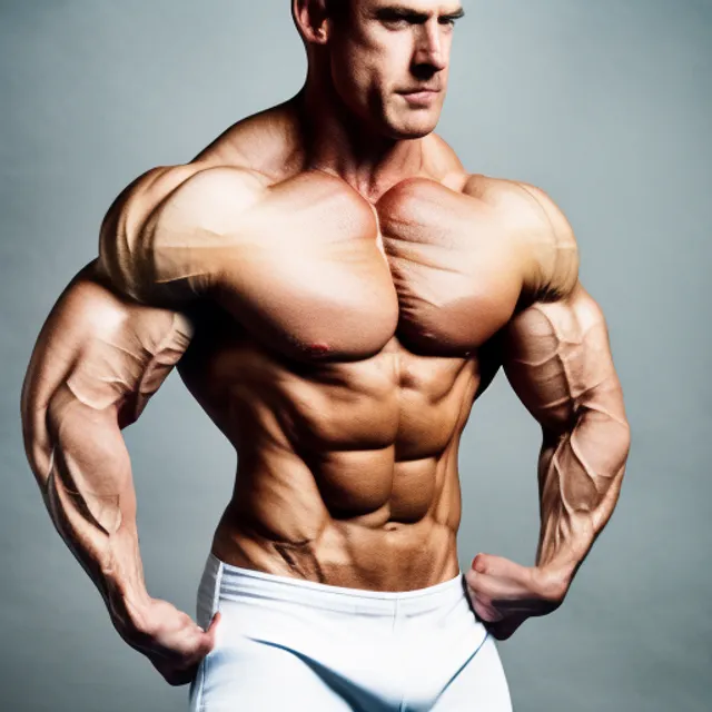 A man doing front double bicep pose