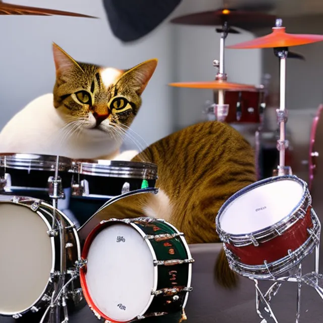 Cat playing drums