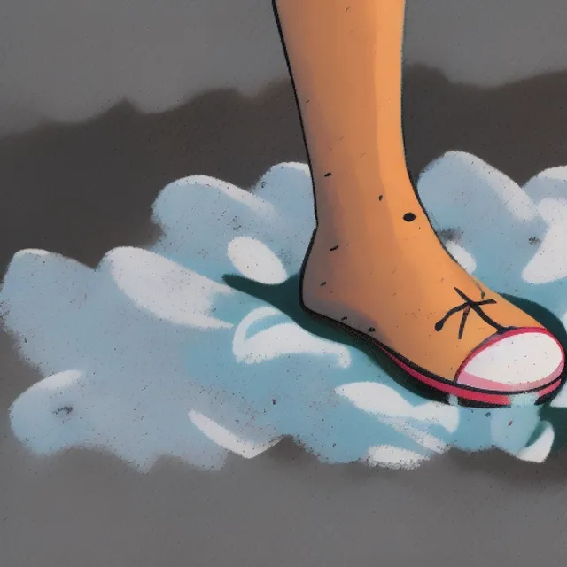 A cartoon foot that has exploded