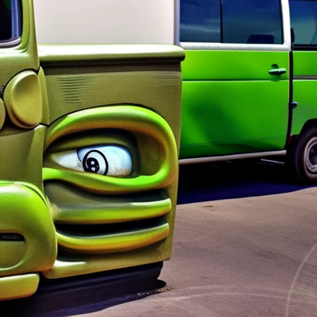 “ um close-up de uma estatueta com olhos que mudam de cor para combinar com a pintura retrô da van. alteração para mudar os olhos para verde, van retro volkswagen: 1.1) (anexado ao balão de ar quente: 1.2), (cores escuras: 1.2), papel de parede estilo snthwve ”
Prompt completo: um close-up de uma estatueta