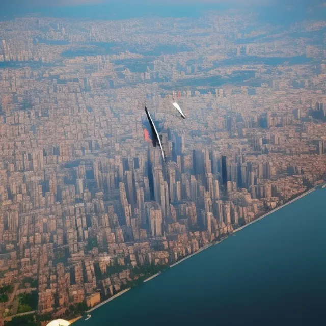 A flight above big cities of the world, high buildings from bird perspective,  fast travel above the skyline