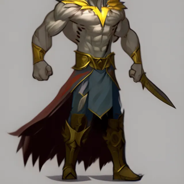 concept character art of a rugged zeus, god of thunder, facing forward