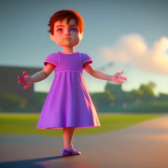 full body, Pixar style little girl, 4k, 8k, unreal engine, octane render photorealistic by cosmicwonder, hdr, photography by cosmicwonder, high definition, symmetrical face, volumetric lighting, dusty haze, photo, octane render, 24mm, 4k, 24mm, DSLR, high quality, 60 fps, ultra realistic