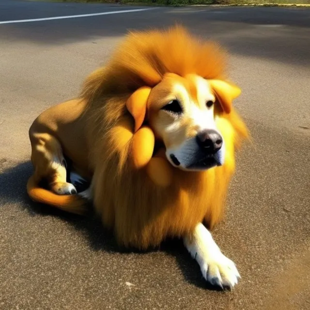 A dog transforming to be a lion